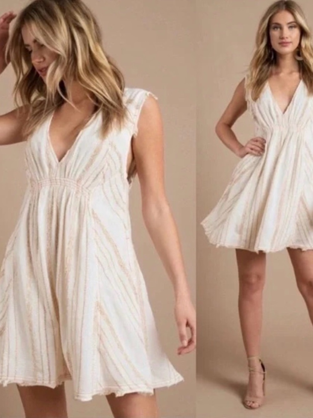 Free People Cactus Flower Mini Dress Boho Embroidered Mini Dress Cream Large - Picture 2 of 7